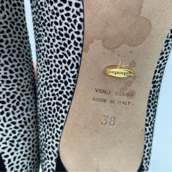 Sergio‎ Rossi Black and White Point-Toe Printed Stiletto Pumps High Heels - Picture 11 of 16